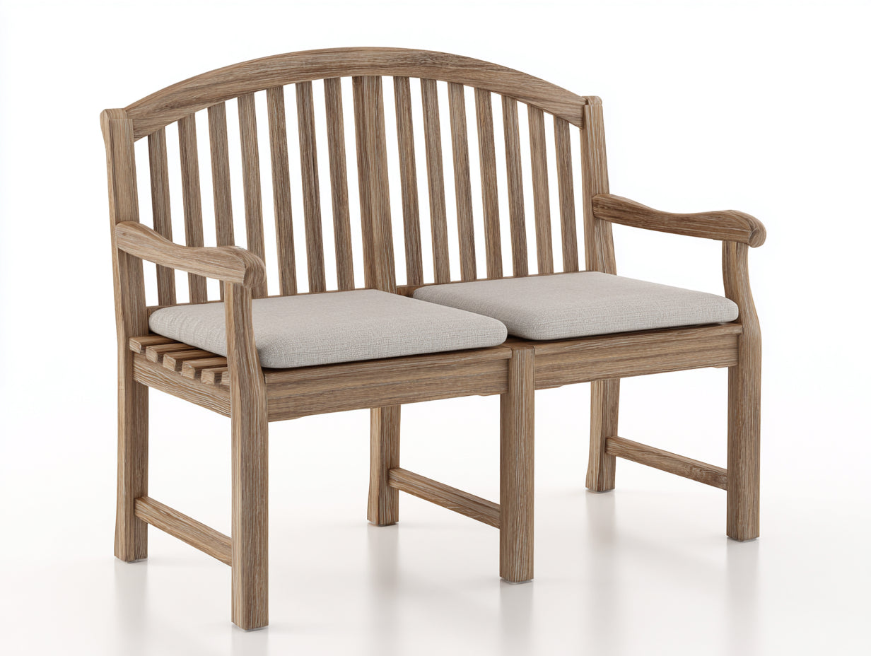 Banco de jardín de madera 125x58x92 cm - natural-beige - con reposabrazos