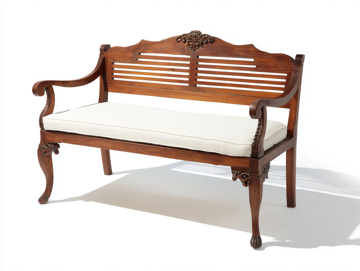 Bancos de jardín de madera 150x60x95 cm - marrón - estilo clásico tallado