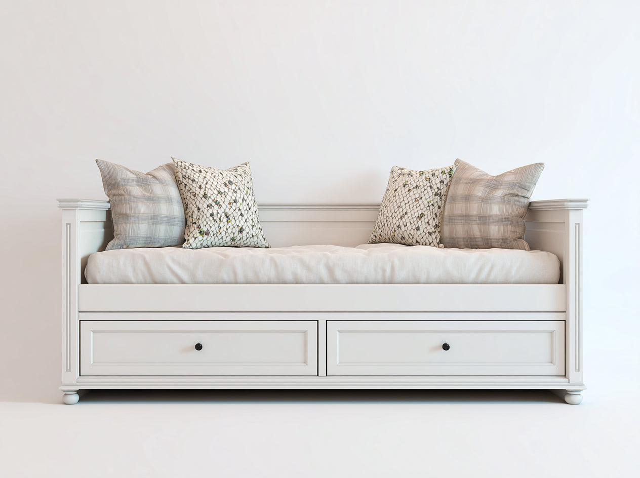 Sofás cama de madera 205x95x86 cm - blanco - diseño clásico con cajones