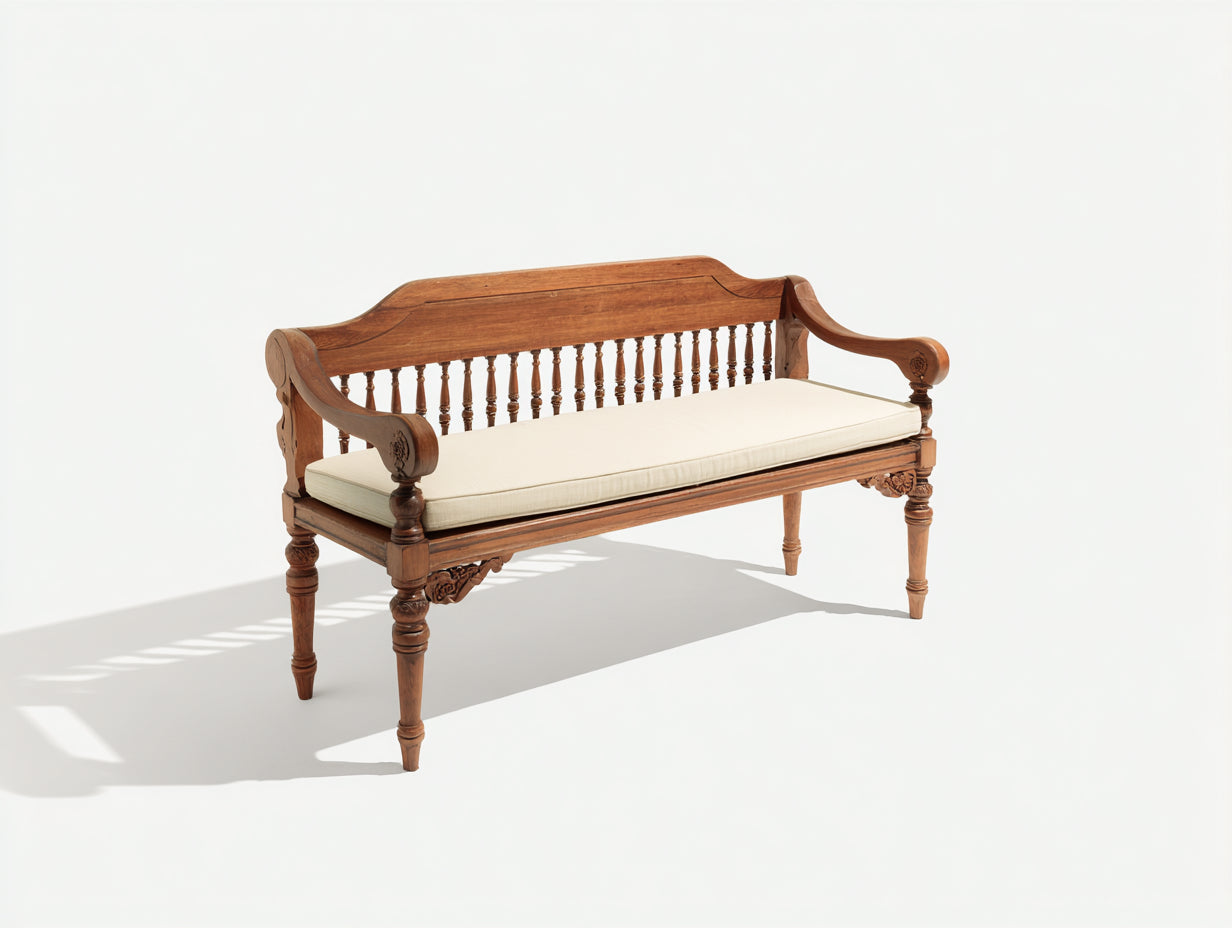 Bancos de jardín madera 160x56x86 cm - marrón - diseño clásico con cojín