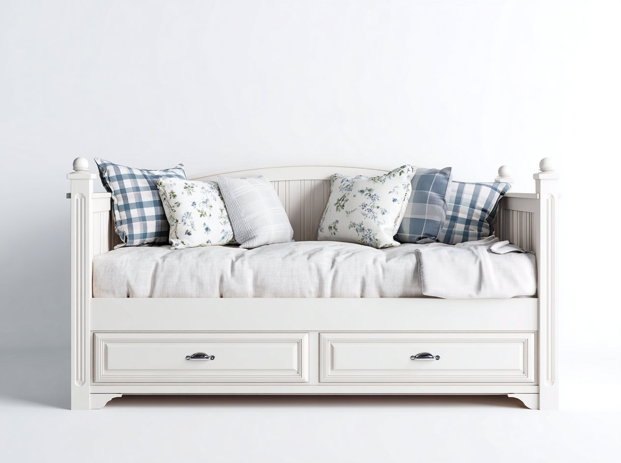 Sofá cama madera 200x100x105 cm - Blanco - Estilo clásico