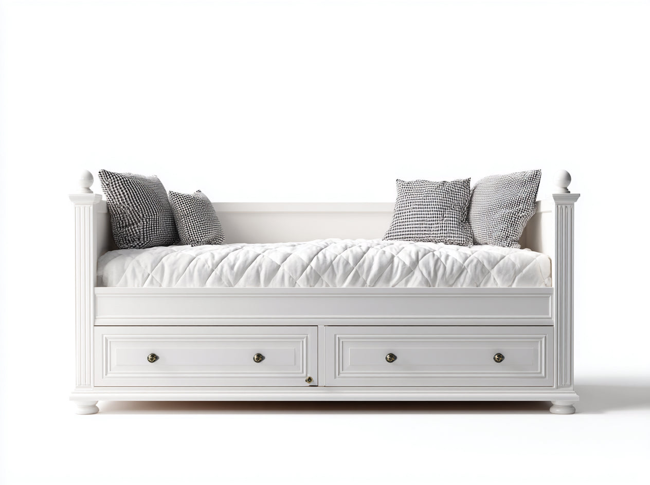 Sofás cama de madera 210x96x92 cm - blanco - estilo clásico con almacenaje