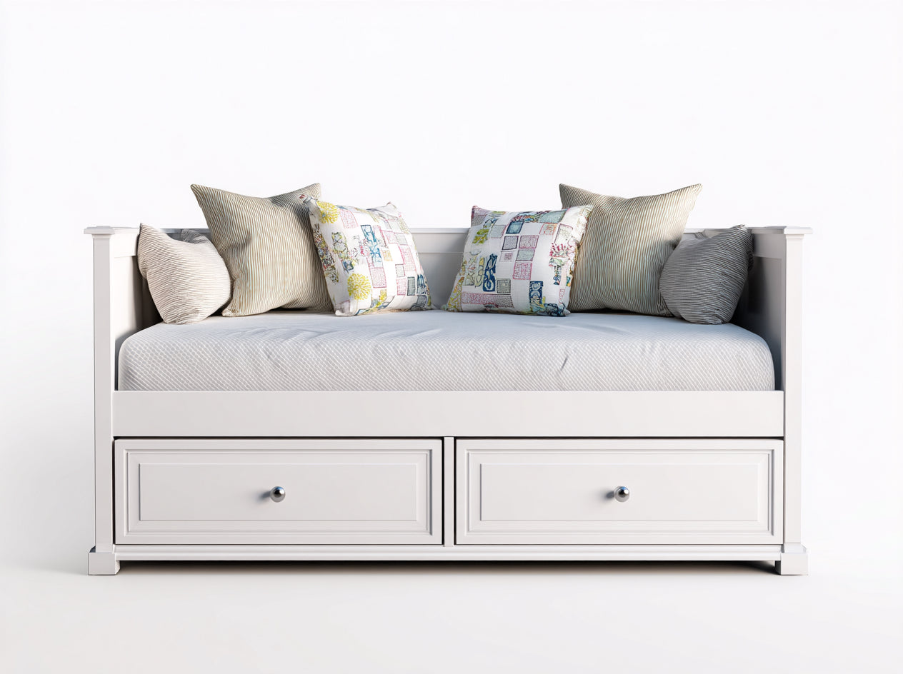 Sofás cama de madera 205x95x90 cm - blanco - diseño clásico con cajones