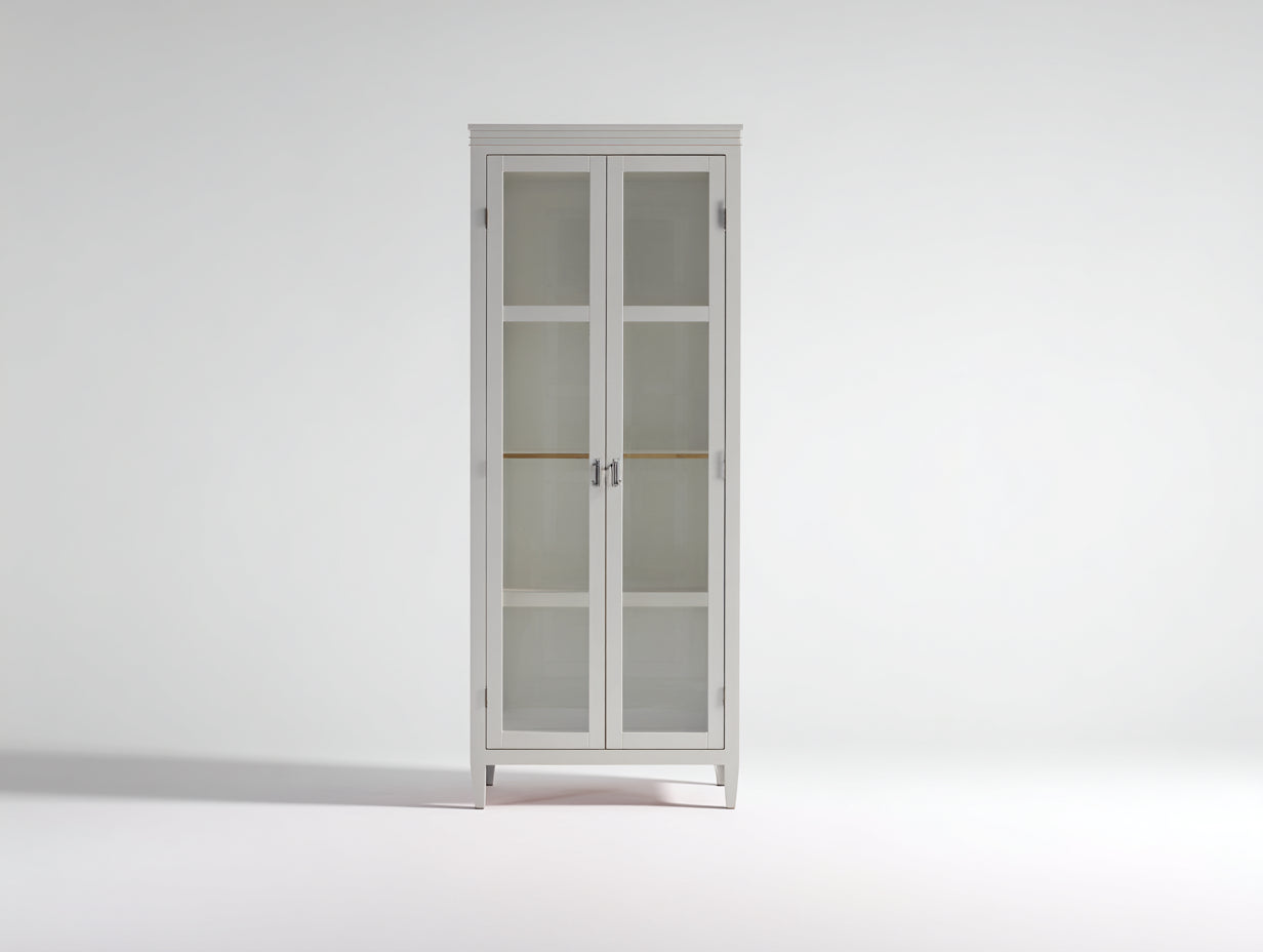 Vitrinas madera y vidrio 85x40x190 cm - blanco - estilo escandinavo