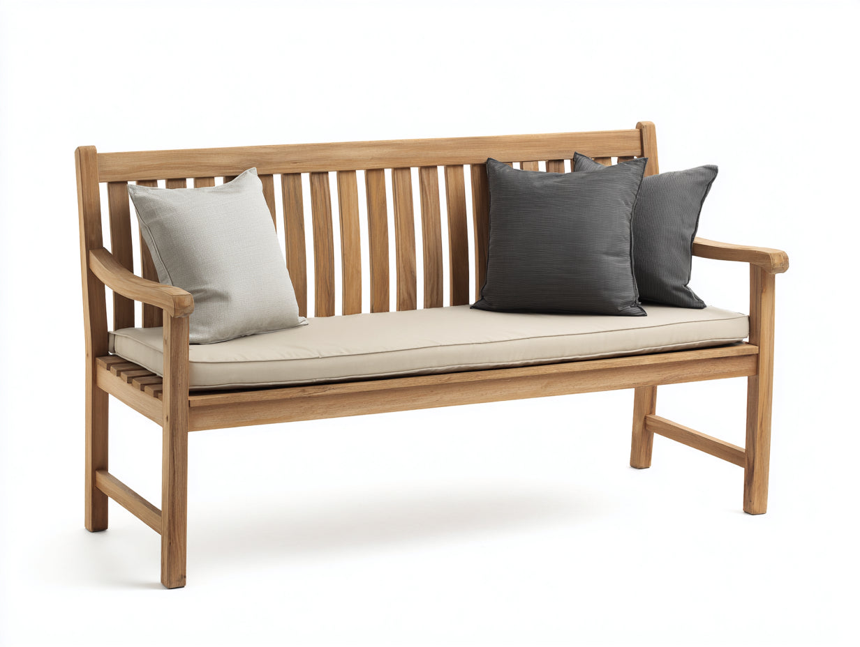 Banco de jardín de madera 160x60x90 cm - natural-beige - con reposabrazos