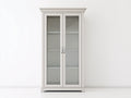 Vitrinas de madera y vidrio 84x39x186 cm blanco roto para salón - diseño clásico