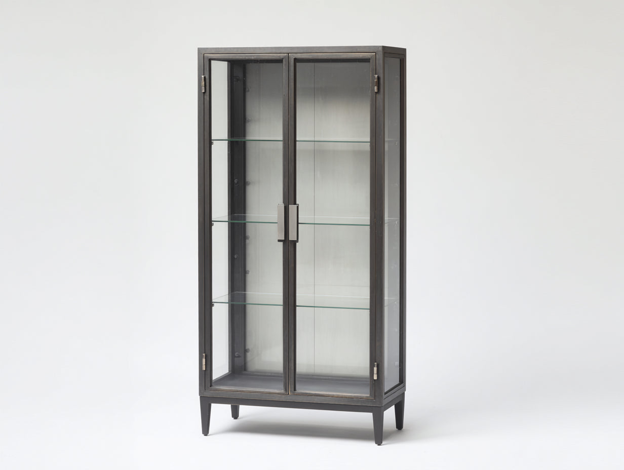 Vitrinas de metal y cristal 90x38x180 cm - gris oscuro y transparente - diseño industrial