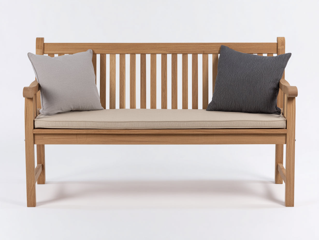 Banco de jardín madera maciza 160x60x90 cm - Natural-Gris - Estilo contemporáneo