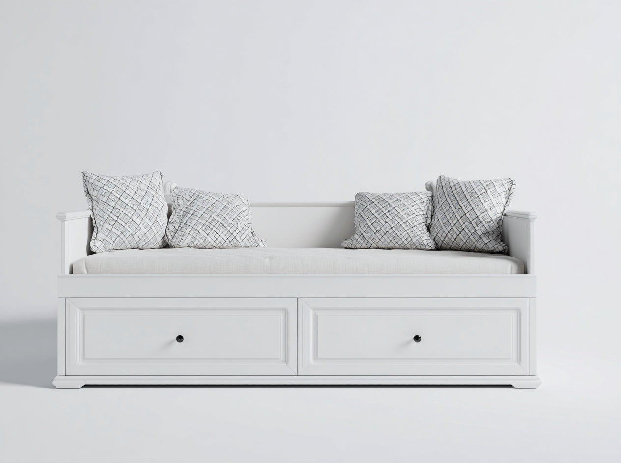 Sofá cama de madera 210x92x82 cm - blanco - con almacenamiento