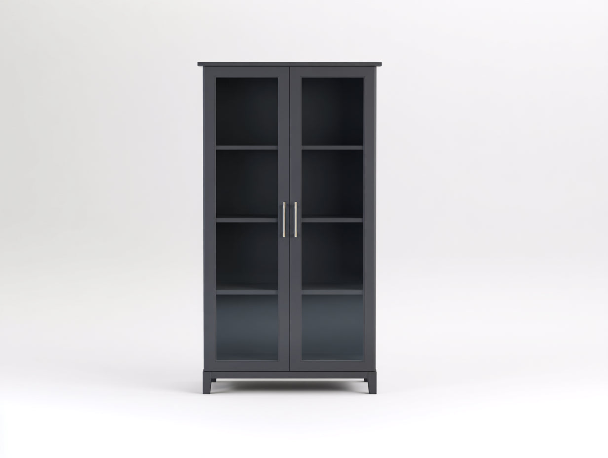 Vitrinas de madera y vidrio 82x38x178 cm gris oscuro para salón - diseño moderno