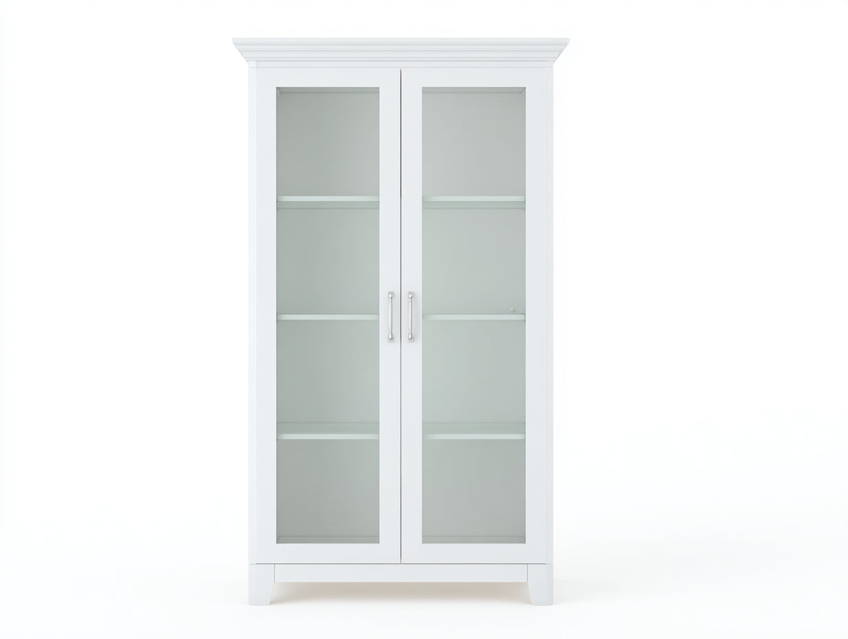 Vitrinas de madera y cristal 92x42x185 cm - blanco y transparente - estilo clásico