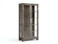 Vitrinas de madera y cristal 88x40x178 cm - gris madera y transparente - diseño moderno