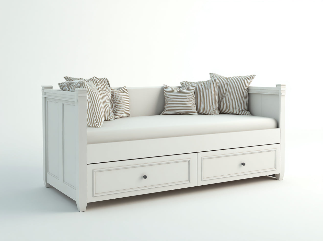 Sofá cama de madera 212x94x84 cm - blanco - con cajones