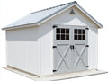 Casetas de jardín madera 285x240x250 cm - blanco-gris - diseño exterior con puerta doble