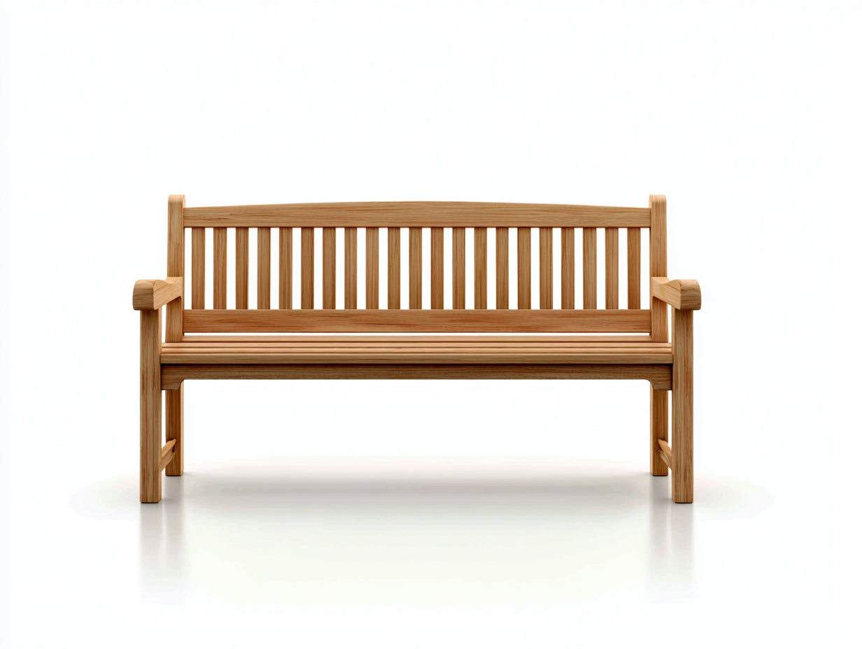 Banco de jardín de madera 150x58x90 cm - natural - con reposabrazos