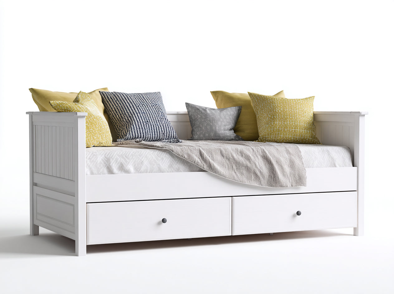 Sofás cama madera 202x93x87 cm - blanco - diseño funcional con almacenamiento
